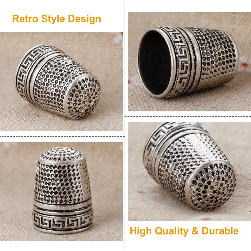 Mtsooning Antique Sewing Thimble, Metal Fingertip Protector, Finger Shield Ring for Quilting Craft Accessories DIY Sewing Tools - Image 2
